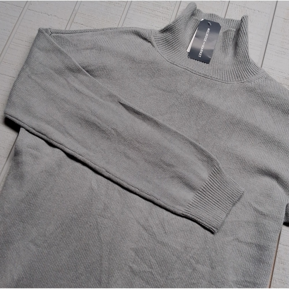 Melrose and Market Sweater Women's Size XS Gray Oversized Mock Neck L/S Shirt